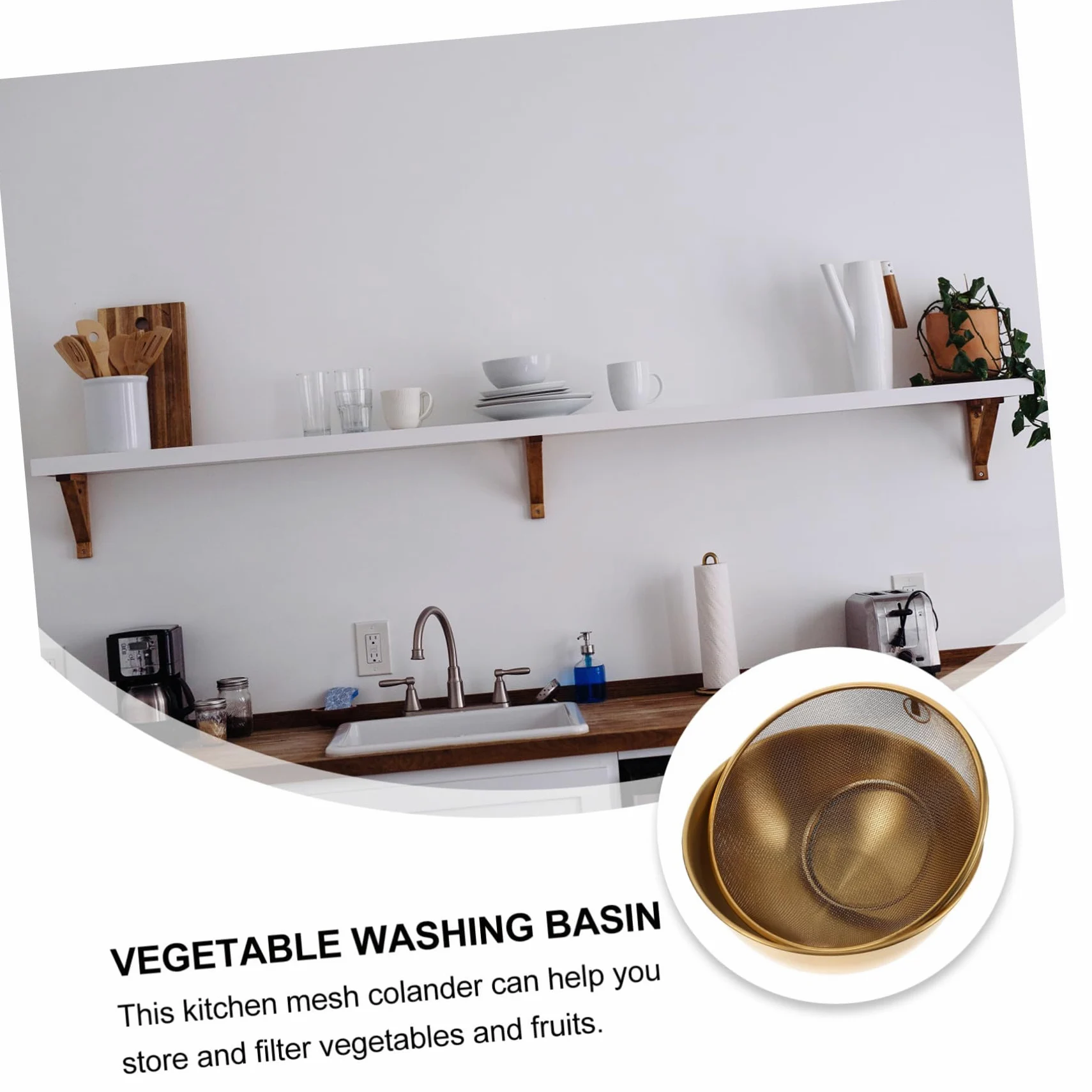 Colador para Lavar Arroz y Escurrir Alimentos de 22cm de Acero Inoxidable Resistente y Seguro Adecuado para Cocina Interior y Camping al Aire Libre