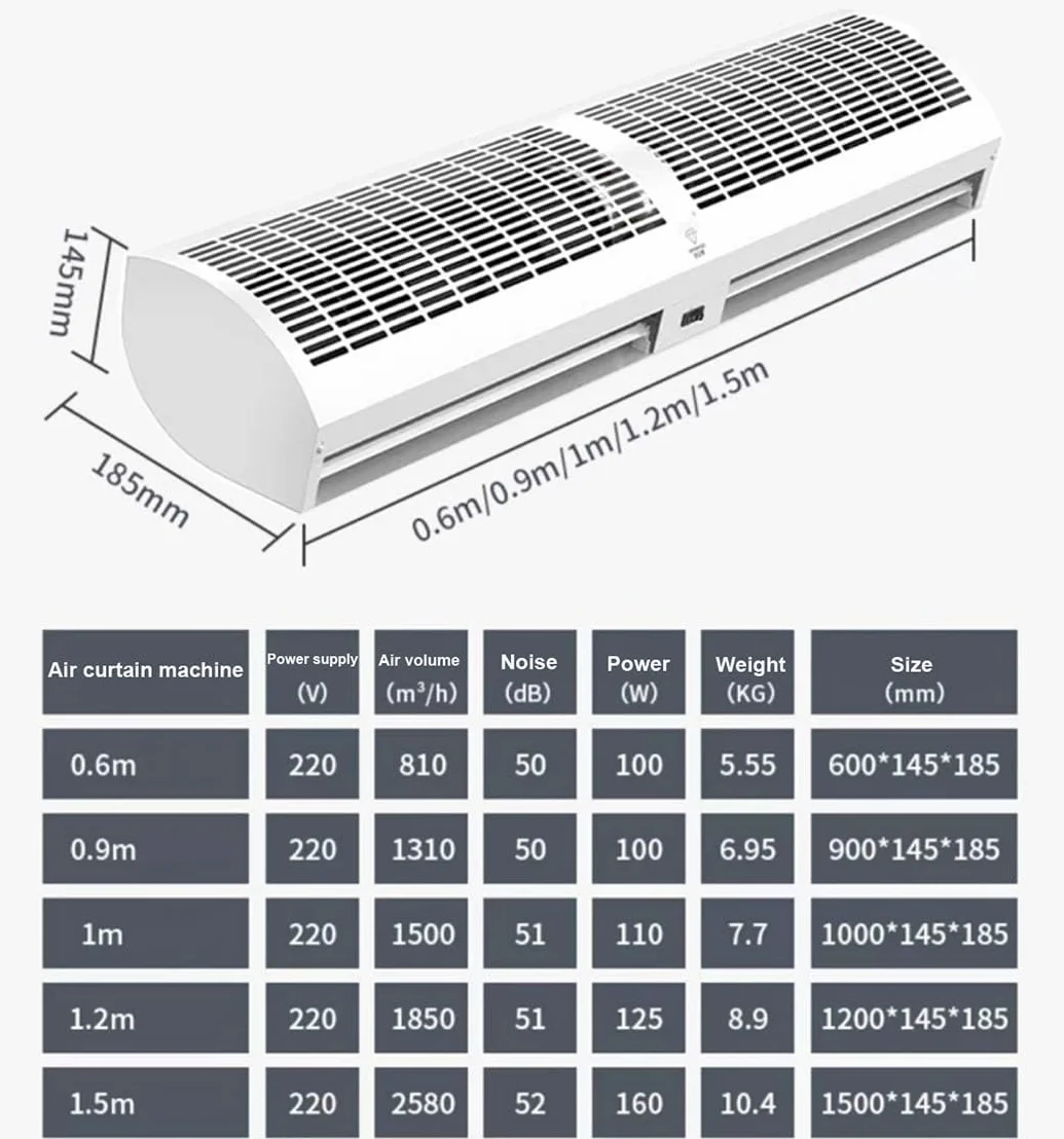 Cortina De Aire Interior, Cortina De Aire Comercial/Doméstica, 60cm, 90cm, 100cm, 120cm, 150cm, 2 Velocidades, Bajo Consumo, Silencio (Size : 120cm)