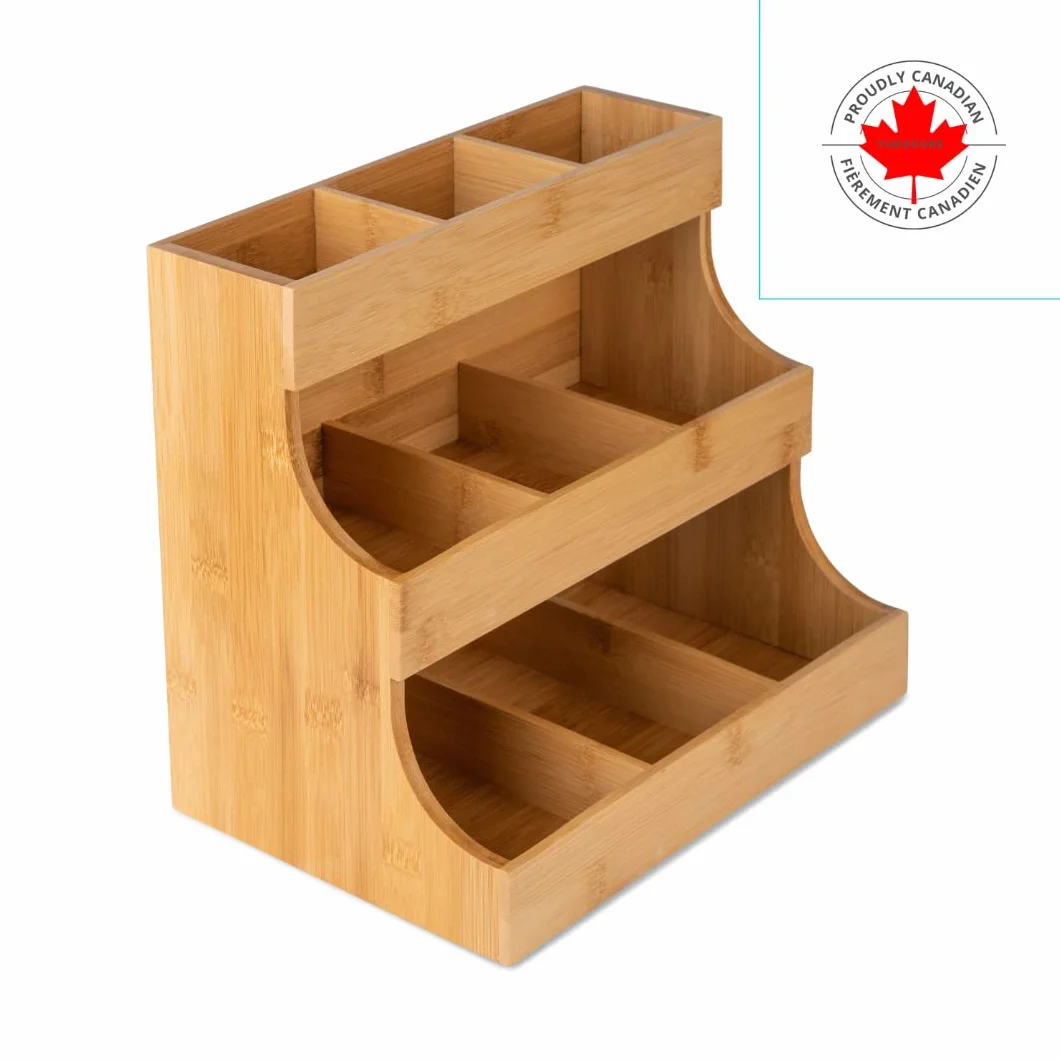 Theodore Organizador Vertical para Bolsas de Té de Bambú, Sostiene 180 Bolsas de Té, Caja de Té de Madera para Almacenamiento de Té para el Hogar, la Oficina o el Café