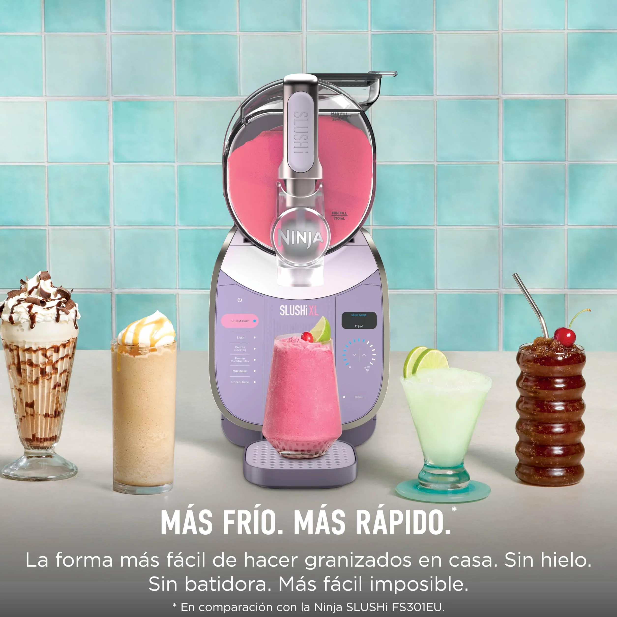 Ninja SLUSHi XL Máquina de bebidas heladas con tecnología SlushAssist, capacidad extragrande de 3,7 l (llenado máximo de 2840 ml), prepara granizados, cócteles helados y mucho más, rosa FS601EUPK1