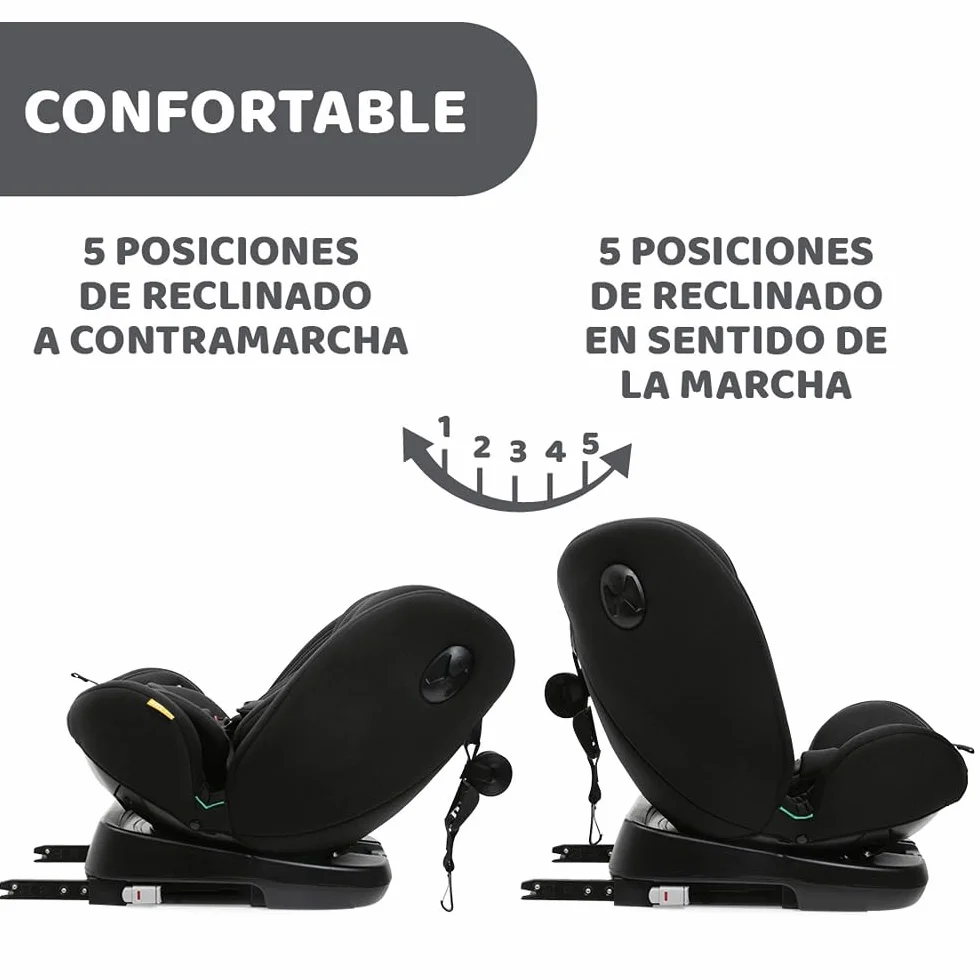 Chicco Unico EVO I'Size Classic Silla de Coche ISOFIX 360º Giratoria 40-150 cm Grupo 0123 Negra