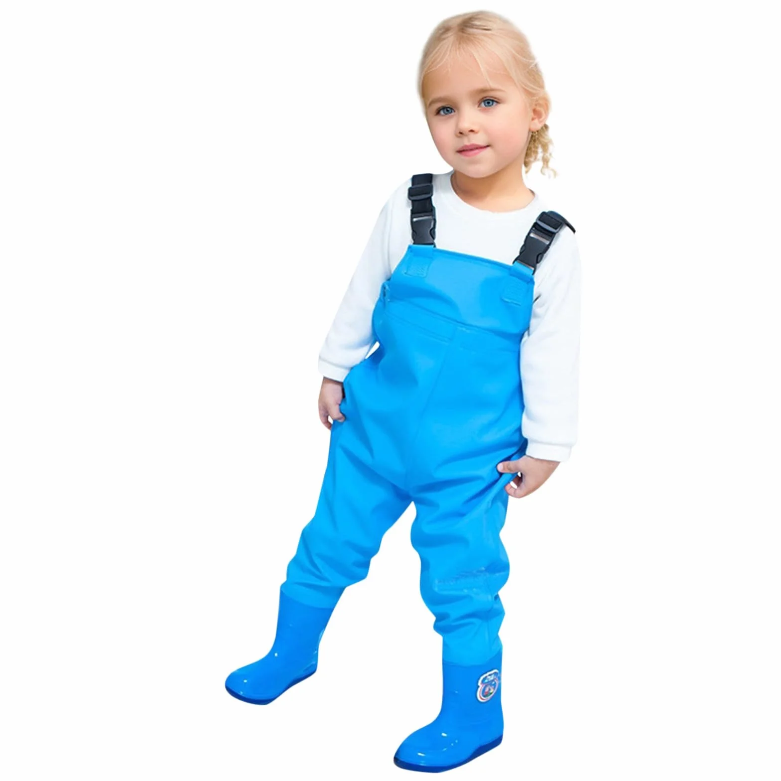 Generisch Mono impermeable para niños y niñas, pantalones de vadeo de pesca con botas Eva para mujer