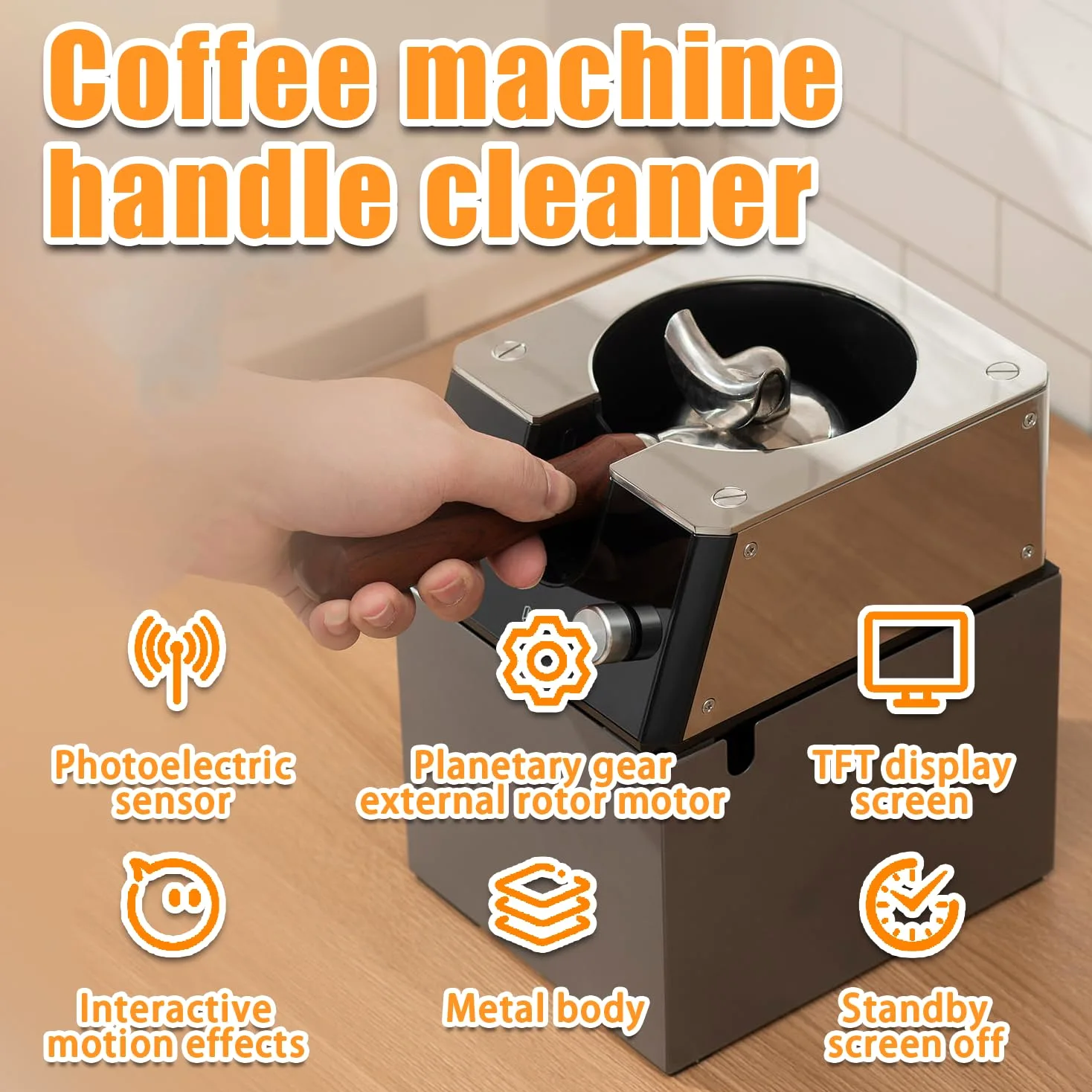 Limpiador de portafiltros y removedor de residuos de espresso, operación con una sola mano, 3 modos de instalación para cafetería, bar en casa, puesto de bebidas móvil, 220 V