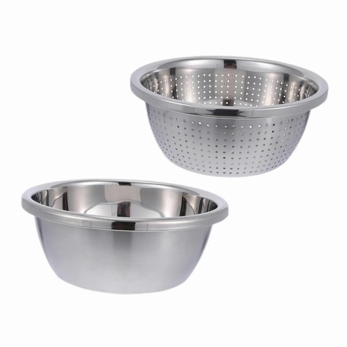 Colador Inoxidable de Acero Verduras Doble Capa | Plata, Malla Fina en Capa Interior, Portátil, para Lavar Fruta y Drenar Agua en Cocina o Camping