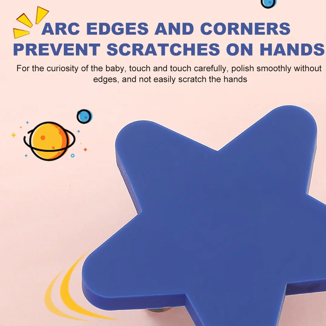 Pomos para muebles infantiles, juego de 6 pomos para cajones con forma de nube/estrellas/luna, pomos de goma para niñas y niños, para tiradores de armarios, cajones, multicolor