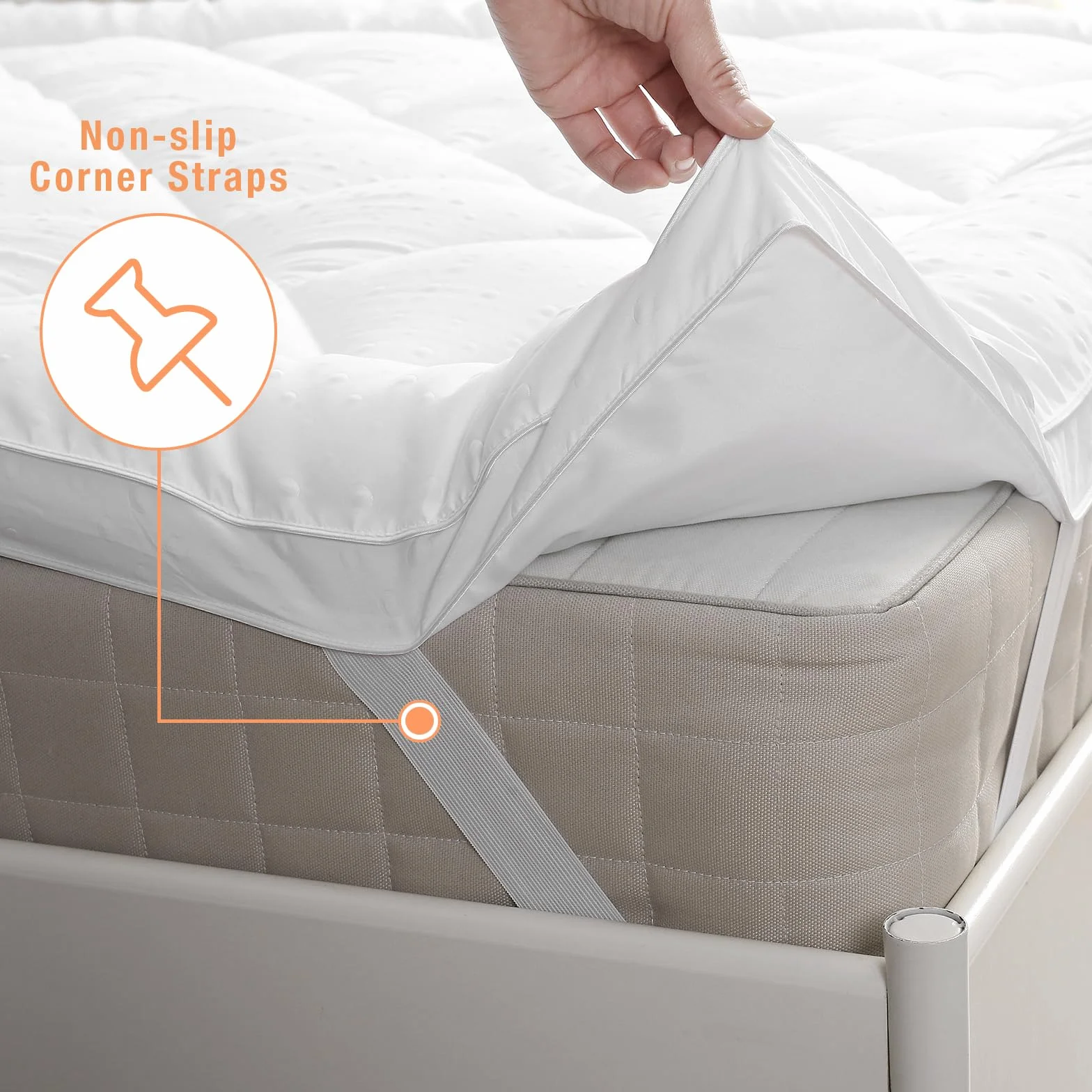 Topper Colchón Microfibra 180x200cm, Cubre Colchon Suave y esponjosa Aumento Comodidad Funda Colchon Acolchado Hipoalergénico para Cama Doble y Cama de muelles con Correa Elástica