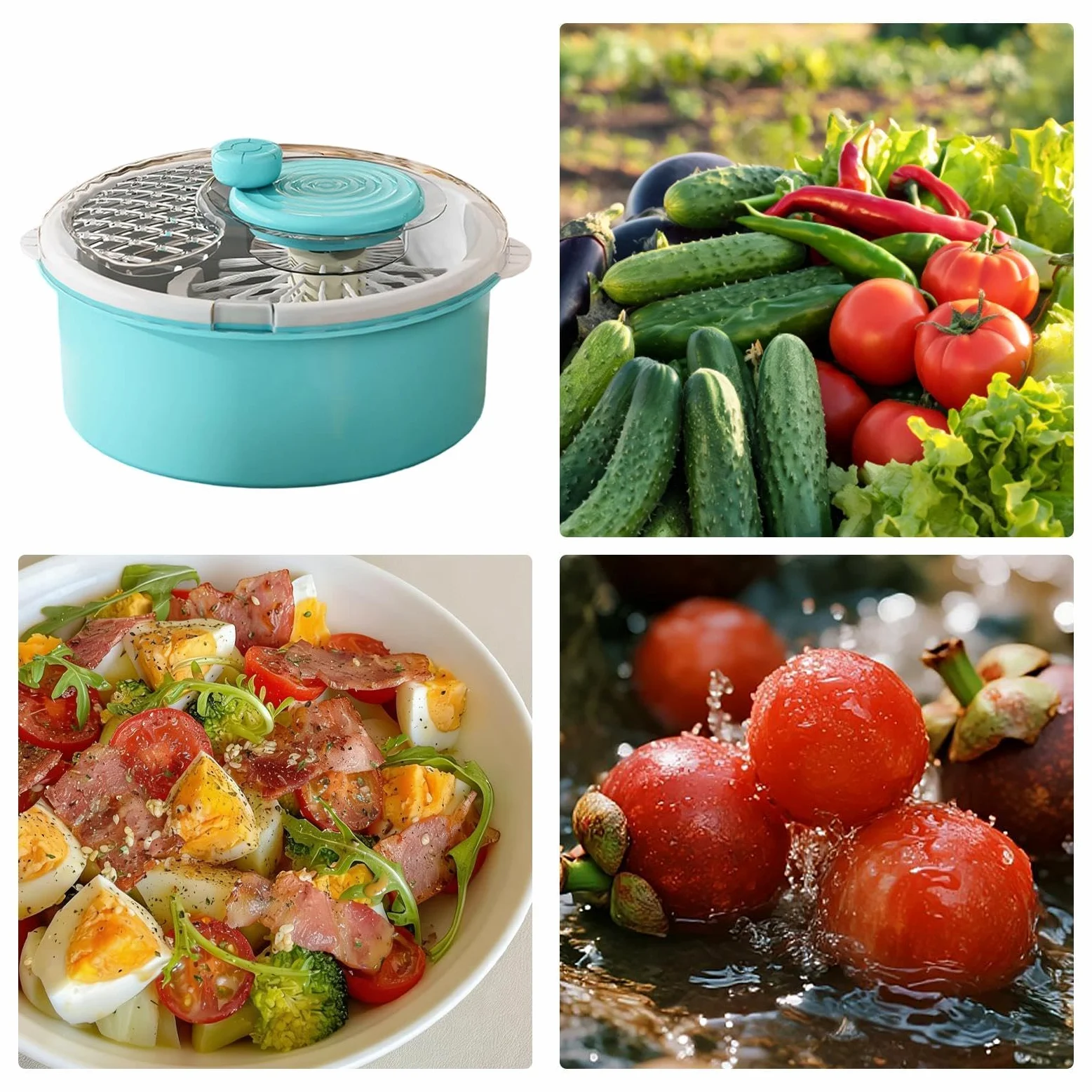 Gran centrifugadora de ensaladas Bol Manual Multiusos Gran Capacidad | Limpiador Alimenticio y Secador de Ensaladas Para bayas lechuga alimentos grano hogar cocina