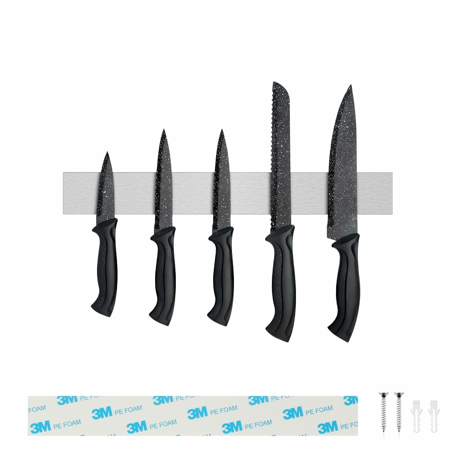 Portacuchillos Aimanté 30 cm, portacuchillos INOX, barra magnética para cuchillos, imán cuchillo de cocina sin taladrar, barra magnética para cuchillos y utensilios