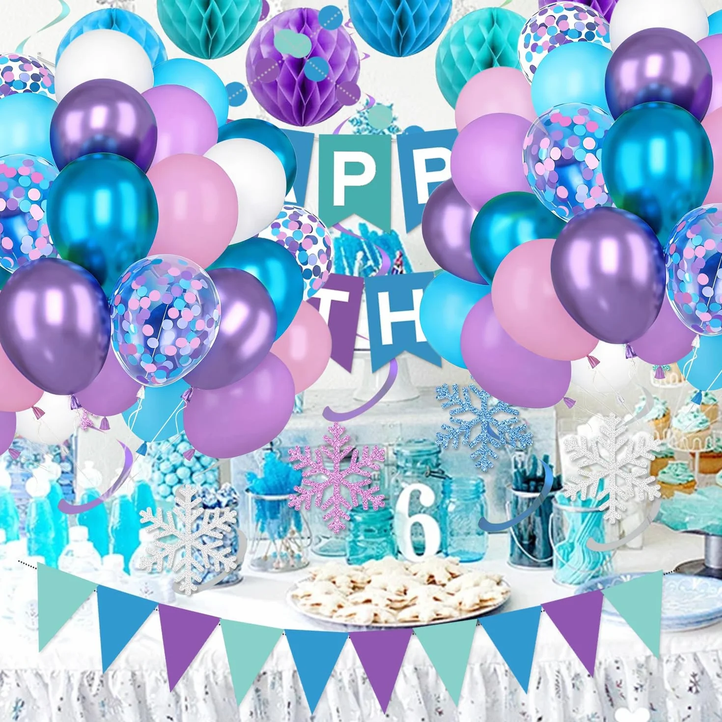 Globos Rosa Morado Azul, 60 Piezas Globo Rosa Morado Blanco Azul Con Globo De Confetti Dorado, Globos Púrpura Pink Para Fiesta Cumpleaños Baby Shower Niña Decoraciones Género Despedida de Soltera