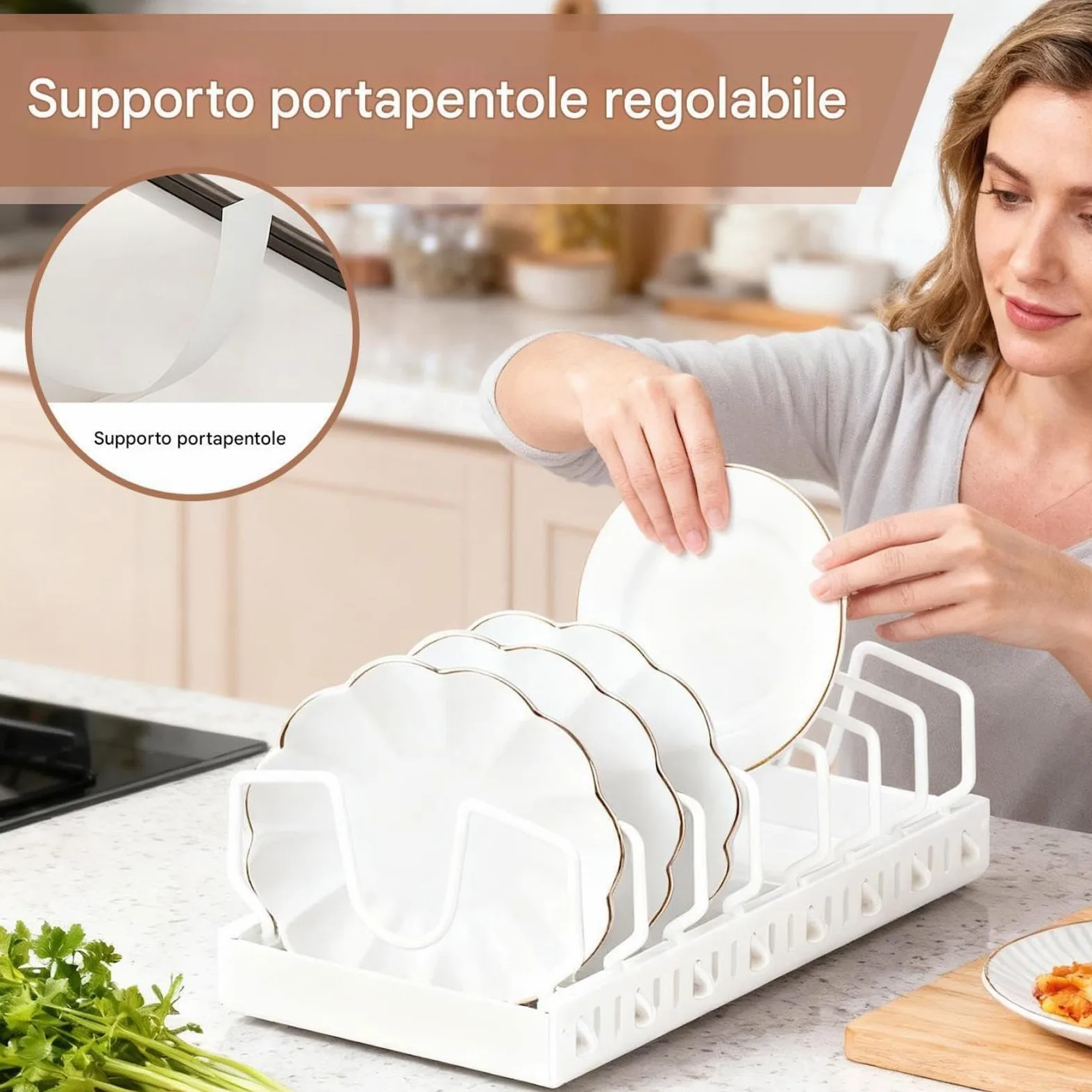 Organizador de ollas extraíble - Soporte para ollas adhesivo con polea | lisa, rejillas para ollas, armario para ollas ajustables con polea para cocina | utensilios de cocina, utensilios de cocina