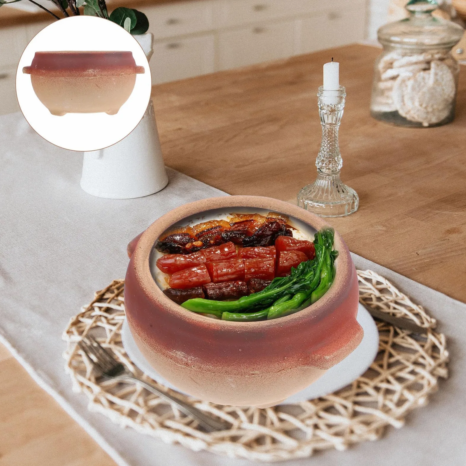 Olla de Barro sin Tapa 700ml de Arcilla para Cocinar y Guisar | Uso Doméstico y Comercial, Limpieza Sencilla, Diseño Multifunción, Capacidad Compacta para Preparaciones Calientes