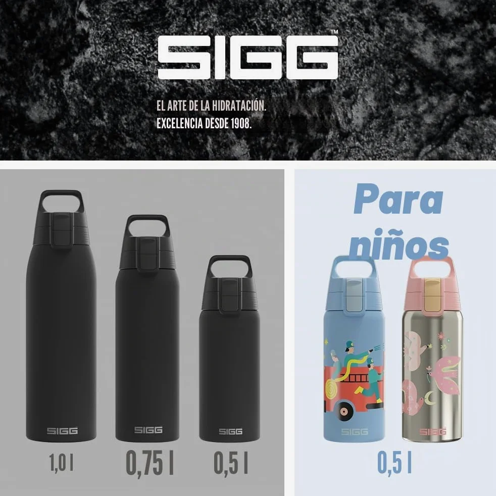 Sigg - Botella de Agua Aislada - Shield Therm Morning Blue - Apta para Bebidas Carbonatadas - A Prueba de Fugas - Apta para Lavavajillas - Libre de BPA - Acero Inoxidable 90% Reciclado - Azul - 1,5L