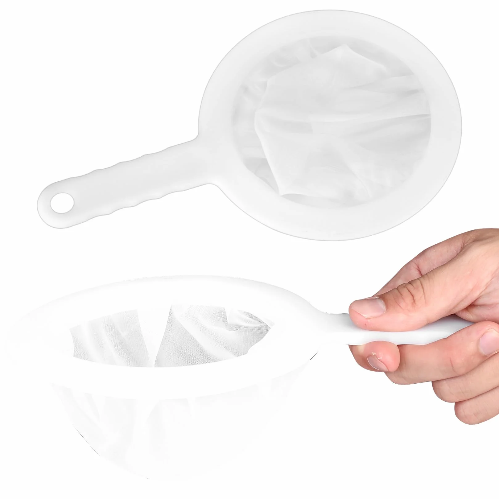 2 Pcs Colador de Tela de Cocina, Colador de Malla de Nailon Fino Ultrafino, Coladores de Telas con Asa, Tamiz Coladores Fino de Malla 200 y 400 para Jugo Leche Té Yogur