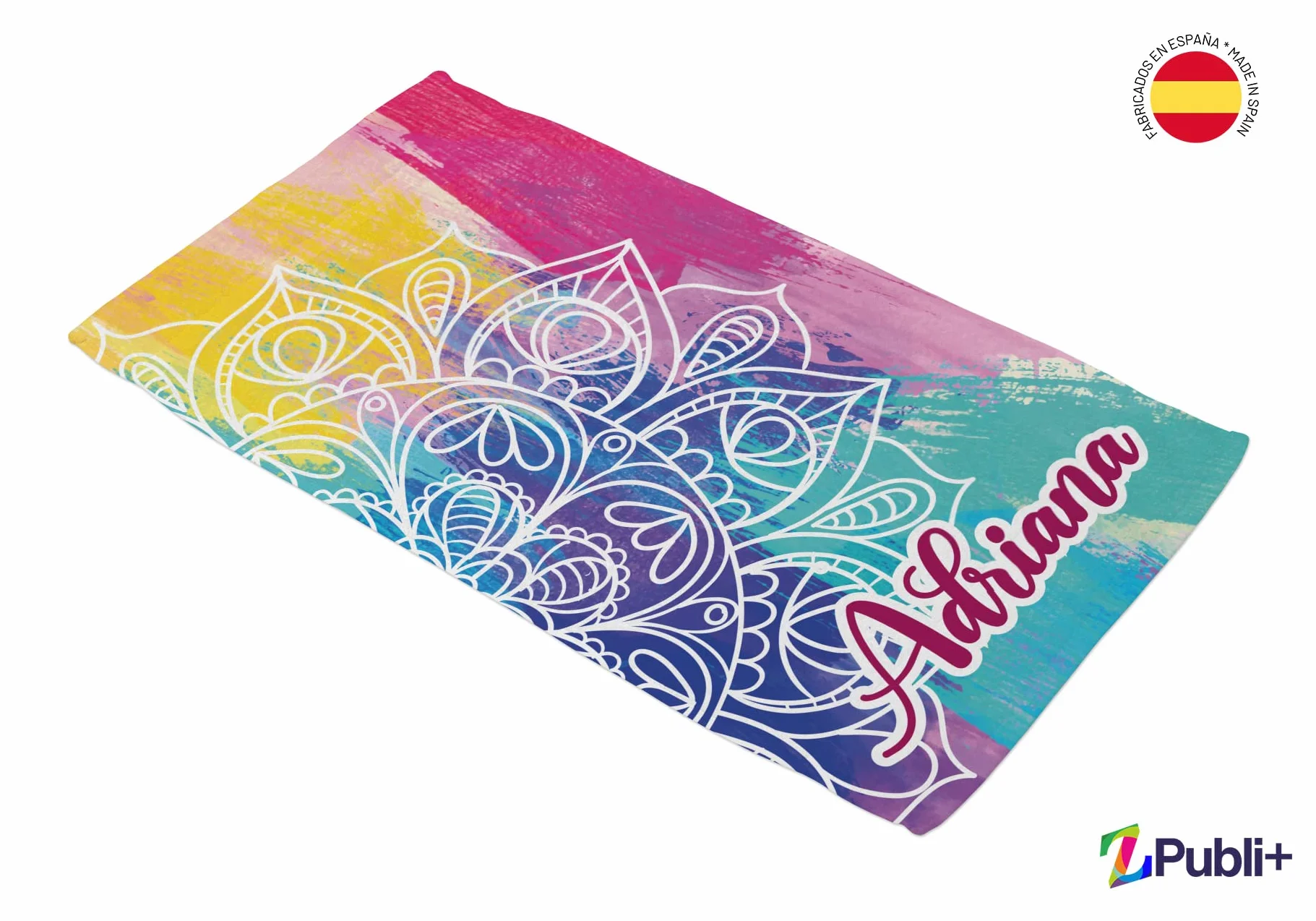 Toallas de Playa o Ducha Personalizadas con tu Nombre. Toallas para Camping, para Piscina, Toalla para baño, Toalla de Ducha. (Toalla Mandala)