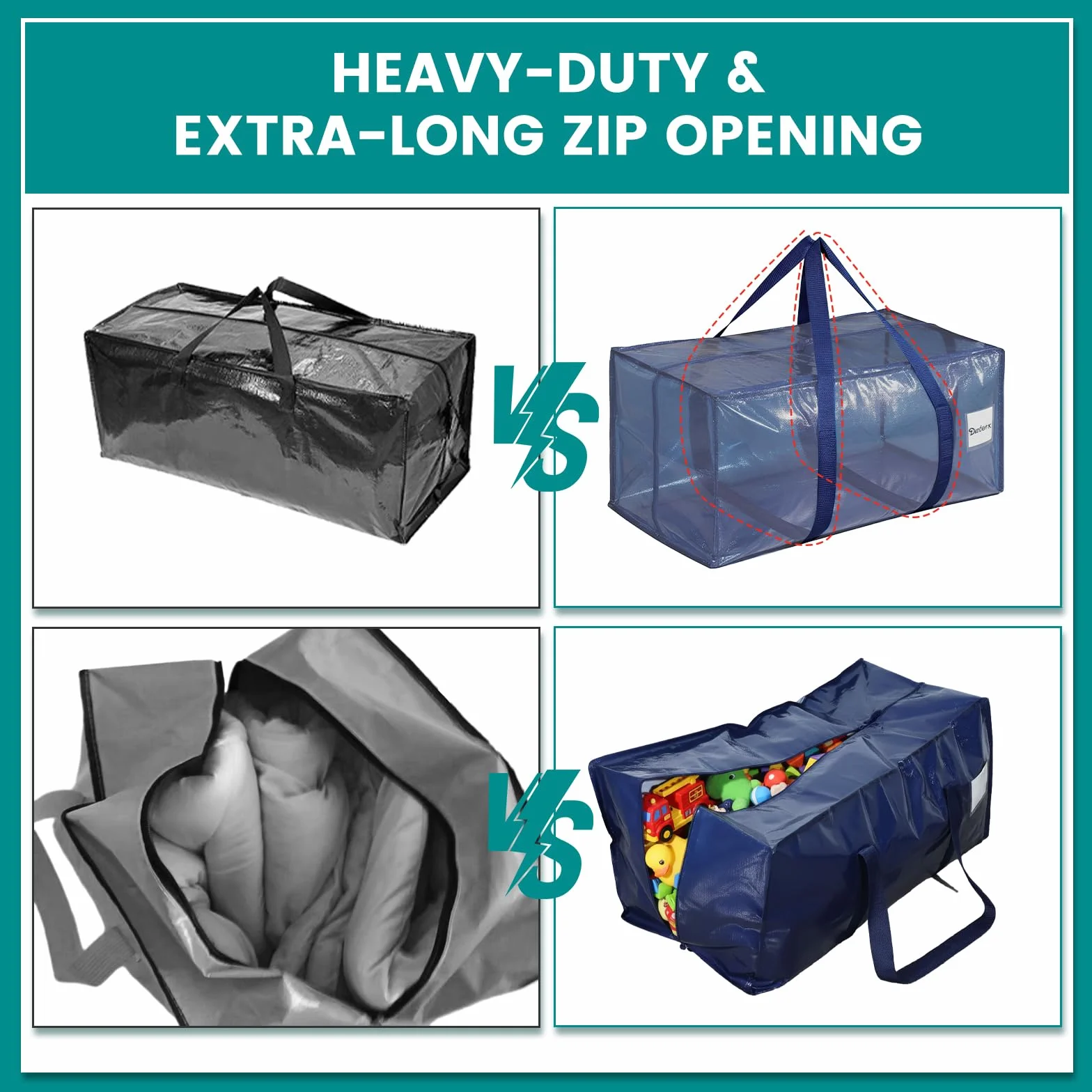 Dntorx 6 bolsas de almacenamiento de 90 l, resistentes bolsas de mudanza, cajas de mudanza, grandes con asa con cremallera, caja de almacenamiento plegable para mudanzas, camping, ropa de cama
