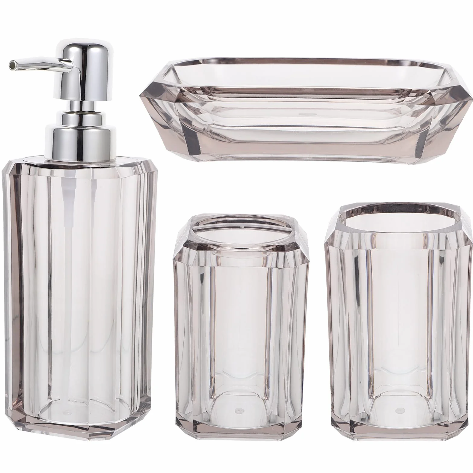 Veemoon Juego de Accesorios de Baño para Mantener el Baño y Elegante en Acrílico y Acero Inoxidable Dispensador de Jabón y Vaso para Cepillo de Dientes