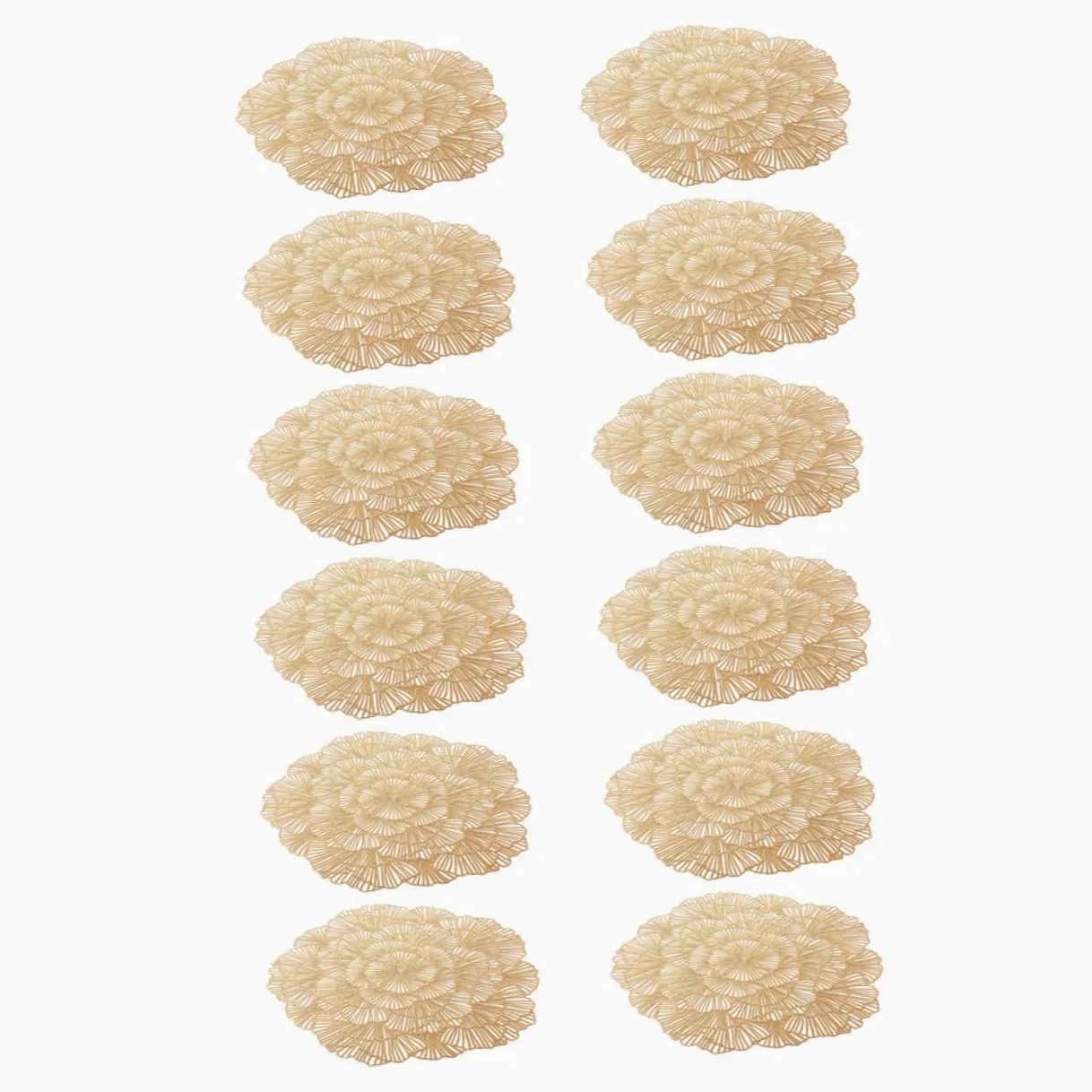 Mantel Individual Hoja de Ginkgo Dorado PVC 12 Piezas | Diseño Calado Elegante, Protector de Escritorio Multiuso, Formato Decorativo para Mesa