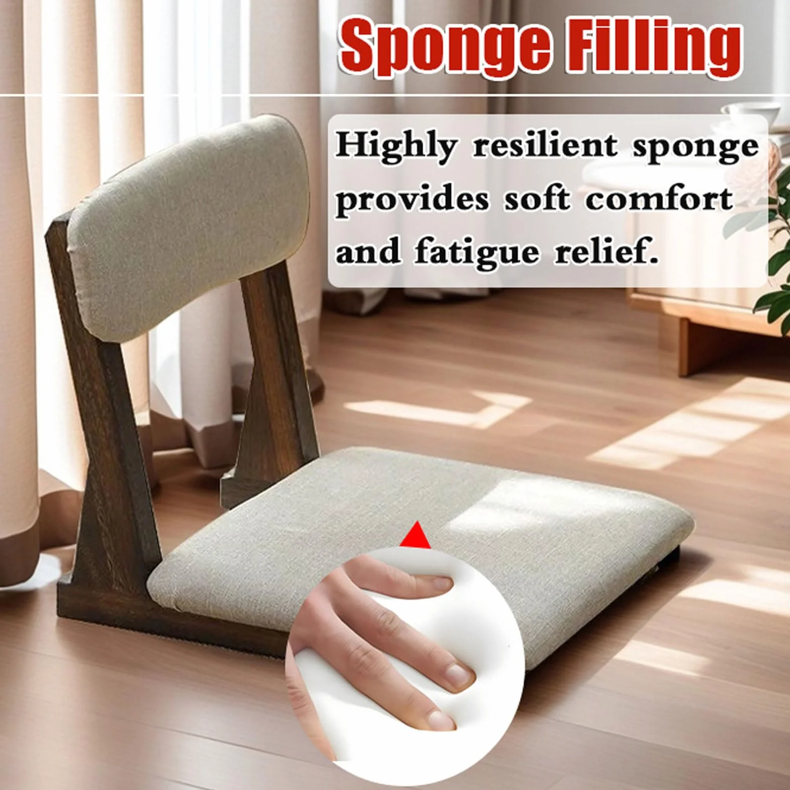 Silla Tatami,Silla Japonesa de Suelo,Silla de meditación Tatami de Madera,Silla De Piso Japonesa Sin Patas para Salas De Estar,Ligera PortáTil,Ahorra Espacio,para Relax,Gaming,Yoga y TV