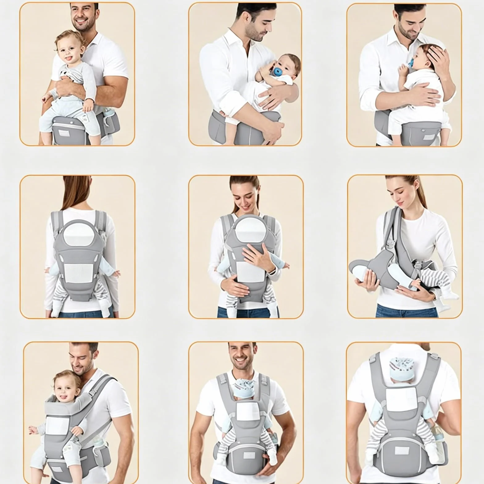 Mochila Portabebés Ergonómica 0-48meses 3.5-25kg Algodón Transpirable