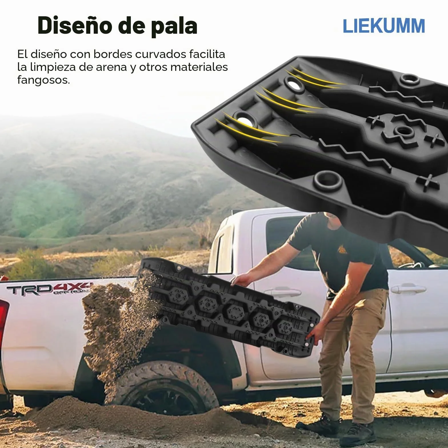 LIEKUMM 2 x hojas de arena todoterreno ayuda a la tracción para la nieve, todoterreno, 10 T, para la recuperación de coche, camión, 105 x 29 x 6 cm