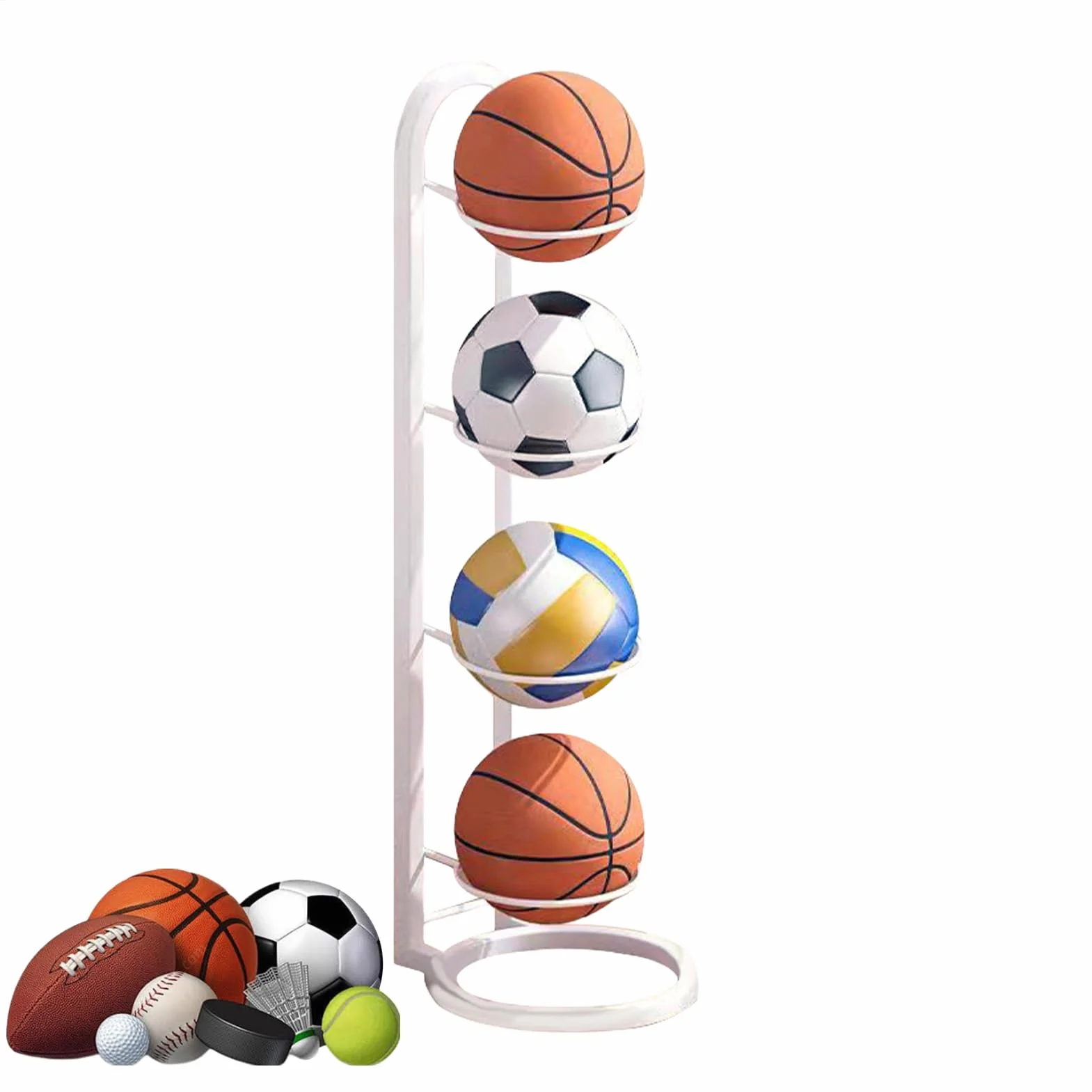 Soporte Balones Multifunción Estante Almacenamiento Voleibol Hierro 5 Capas Resistente Óxido