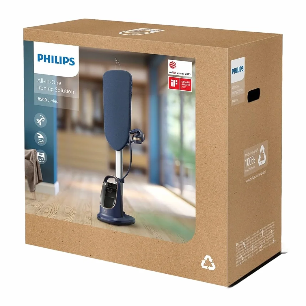 Philips Serie 8500 Solución Planchado Todo en Uno-Tabla multiángulo, Tecnología antiquemaduras y doble calentamiento, Base desmontable, Elimina el 99,9% de bacterias y ácaros del polvo* (AIS8530/20)