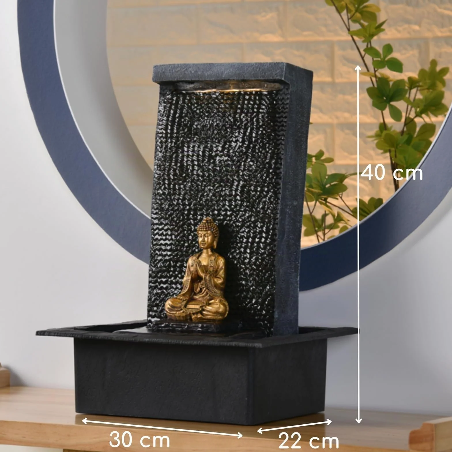 Zen'Light Zenitude Fuente de poliresina Negra 31 x 31 x 42 cm