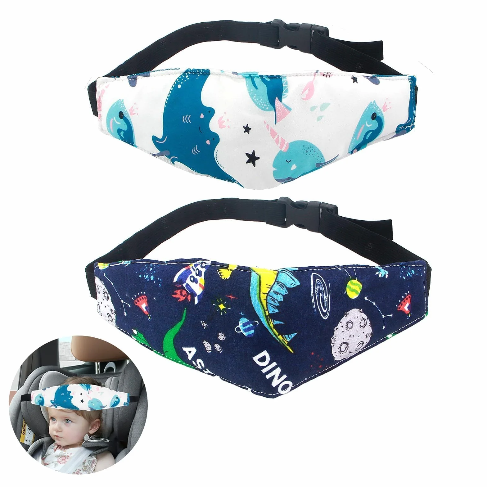 Soporte Seguridad Cabeza Bebe Coche, Cinta Ajustable Viaje Auto, Soporte Cabeza Niño Viajar Dormir
