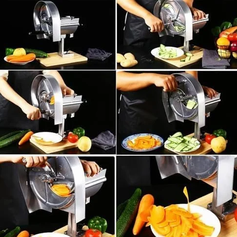 Cortador manual de verduras, cortador de acero inoxidable de grosor ajustable para una preparación rápida y uniforme de alimentos