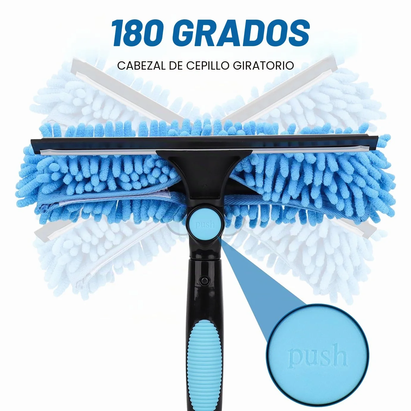4.3m Limpiador de Ventanas Extensible, Equipo de Limpieza de Ventanas 2 en 1, Herramienta telescópica de Limpieza de Ventanas largas para Ventanas Altas de Vidrio de Coche, con 2 paños de