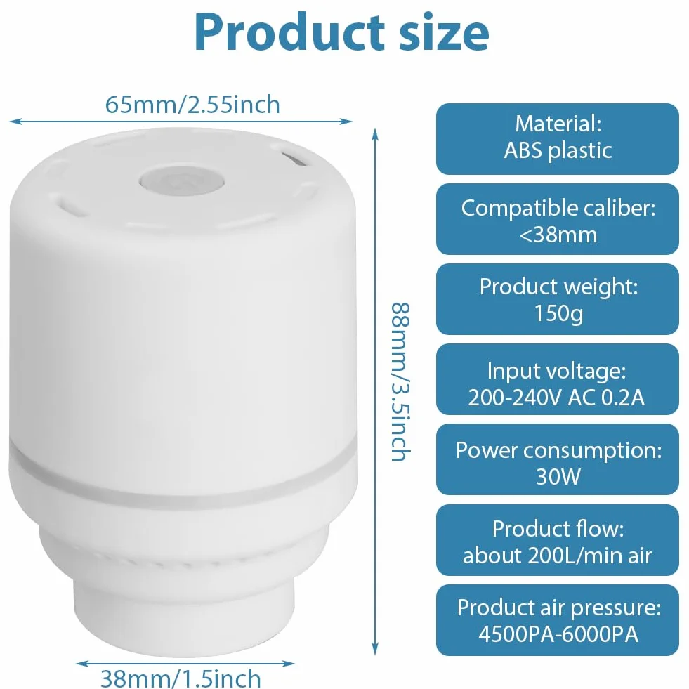 HOTUT Bomba de Vacío Eléctrica 30W Portátil 4,5 kPa para Bolsas de Ropa Blanco