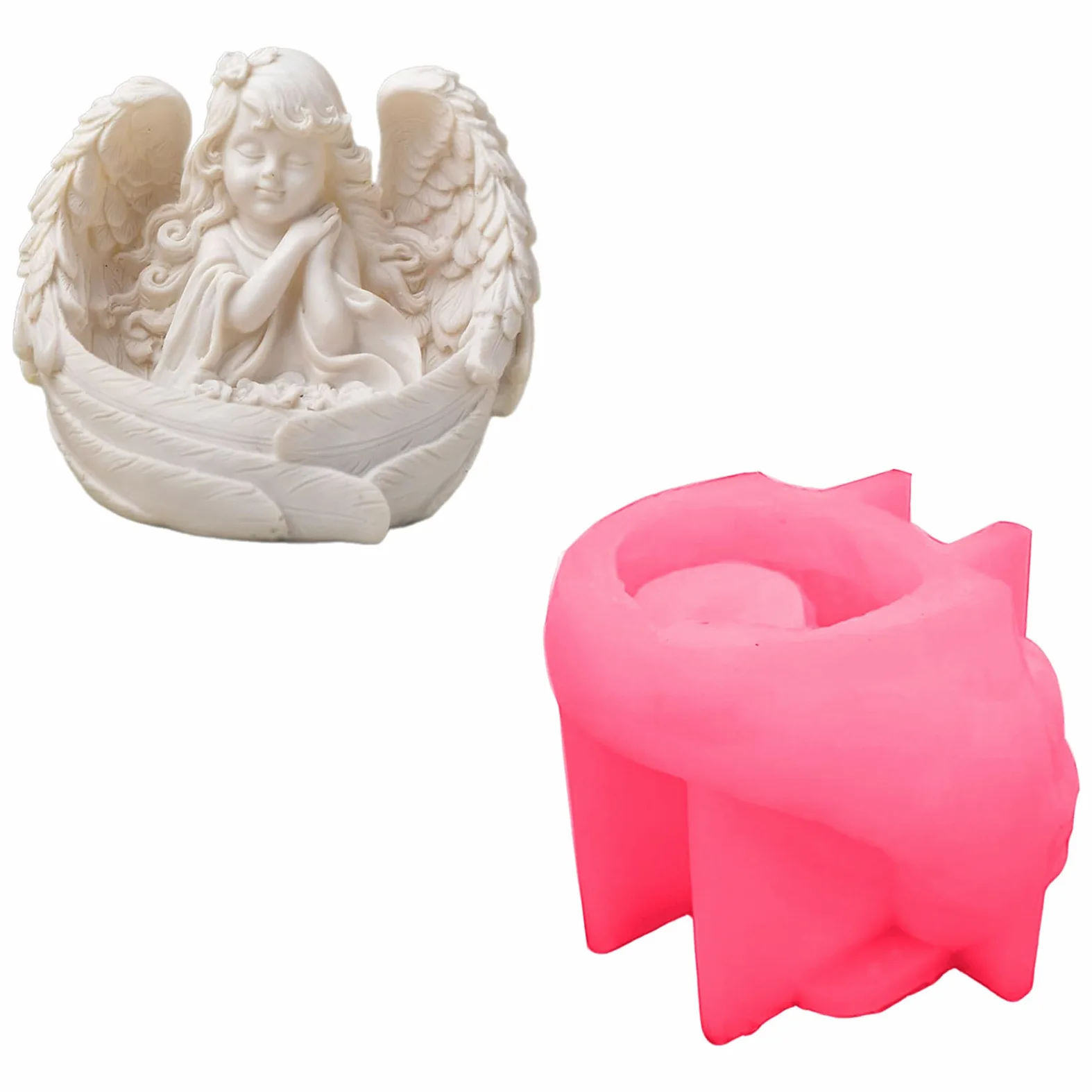 Moldes de silicona para niña, soporte para velas, decoración del hogar, moldes de silicona de yeso para base artística