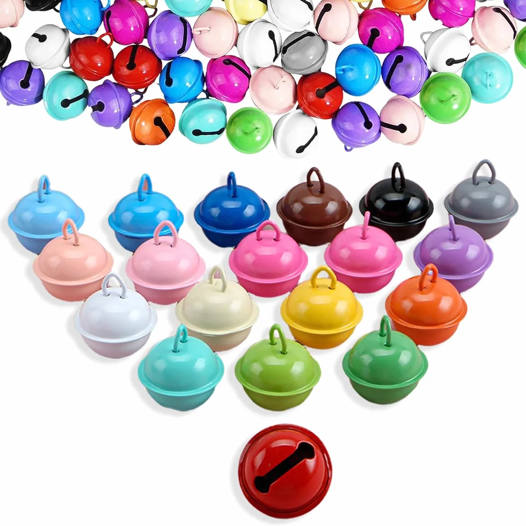 50 Piezas Cascabeles Manualidades de Color,22mm Pequeñas Cascabeles, Campanas de Metal,para Manualidades de Bricolaje Decoraciones Creativas Cumpleaños Navidad Bisutería(Estilo 1)
