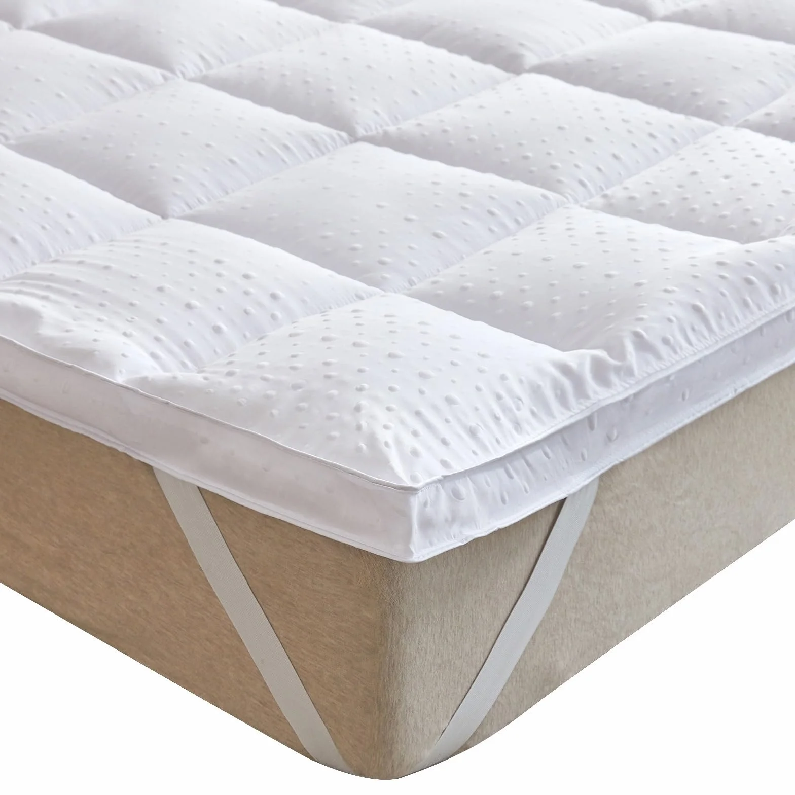 Bedecor Sobrecolchon de Microfibra 150x200, Muy Suave y Comodo Cubre Colchon con Diseño Antideslizante, 3D Massage Bubbles Lujoso Topper 150x190/200