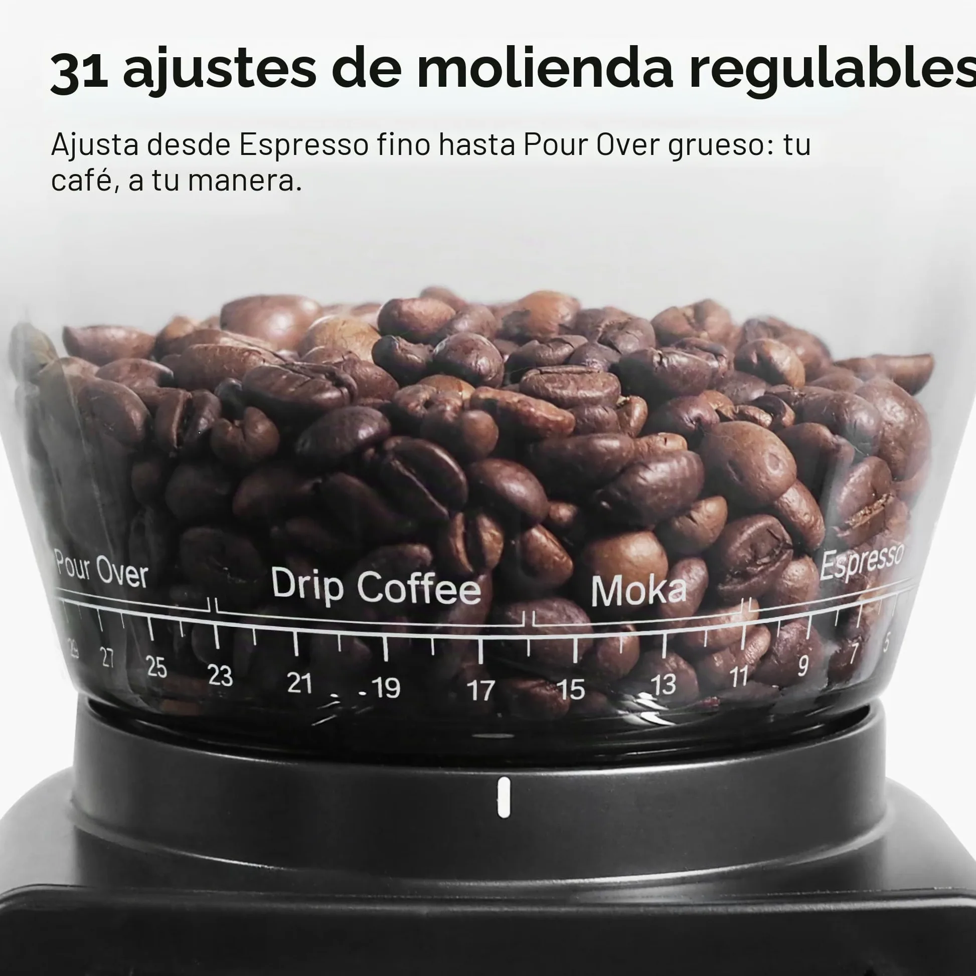 HIBREW G3 Molinillo de Café Eléctrico, Tolva de Gran Capacidad de 210g | Muelas Cónicas de 40 mm, 31 Niveles de Ajuste,Sistema Antiestático y Soplador Doble, para Espresso,Café Vertido y Café Filtro