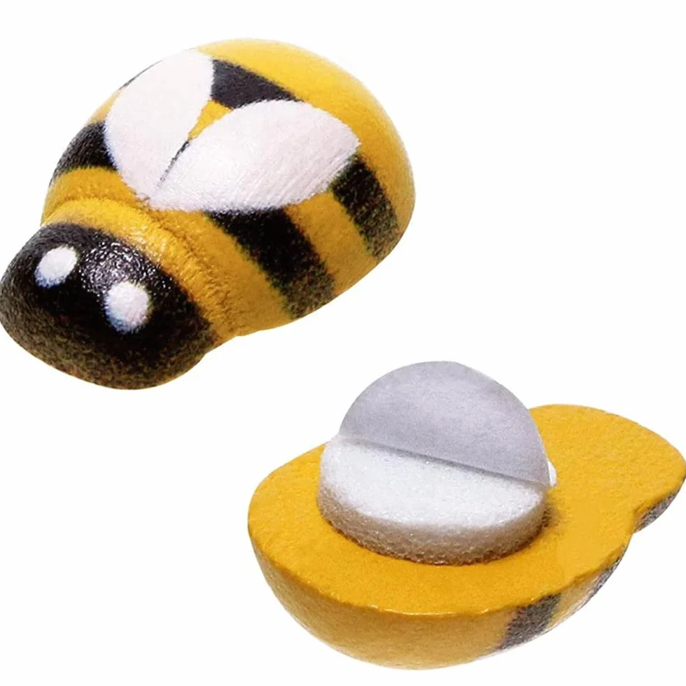 200 piezas de abejas pequeñas de madera, autoadhesivas, pintadas, parte trasera plana, bloque de abejorro, decoración de álbumes de recortes, decoración y manualidades