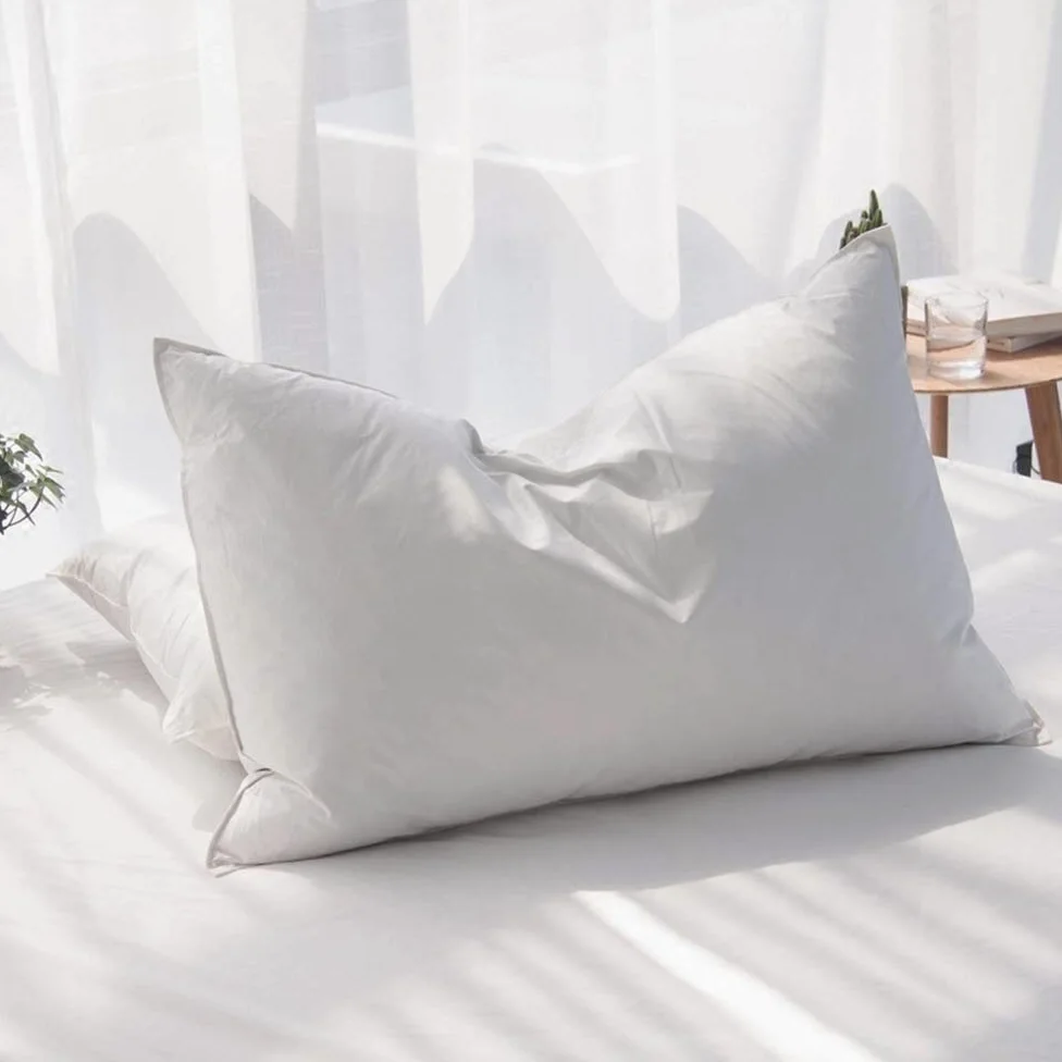 Juego de 2 almohadas de plumas de ganso de lujo, tamaño King, almohadas de cama suaves para dormir, funda de percal orgánico (King, paquete de 2)