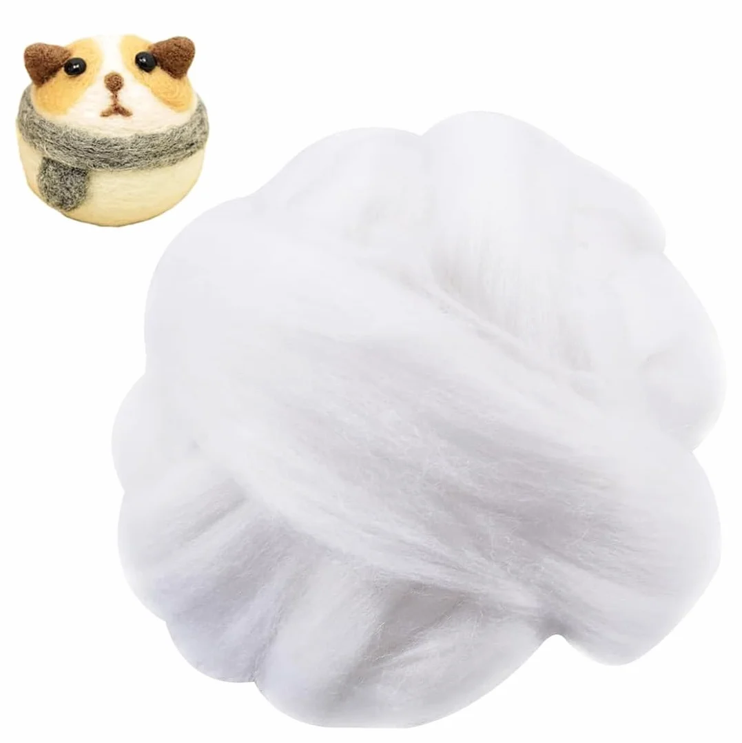Lana de fieltro Roving – 100 g/3,52 oz, color blanco, lana de fieltro, lana de cuento de hadas, lana de fieltro suave para fieltro seco y húmedo