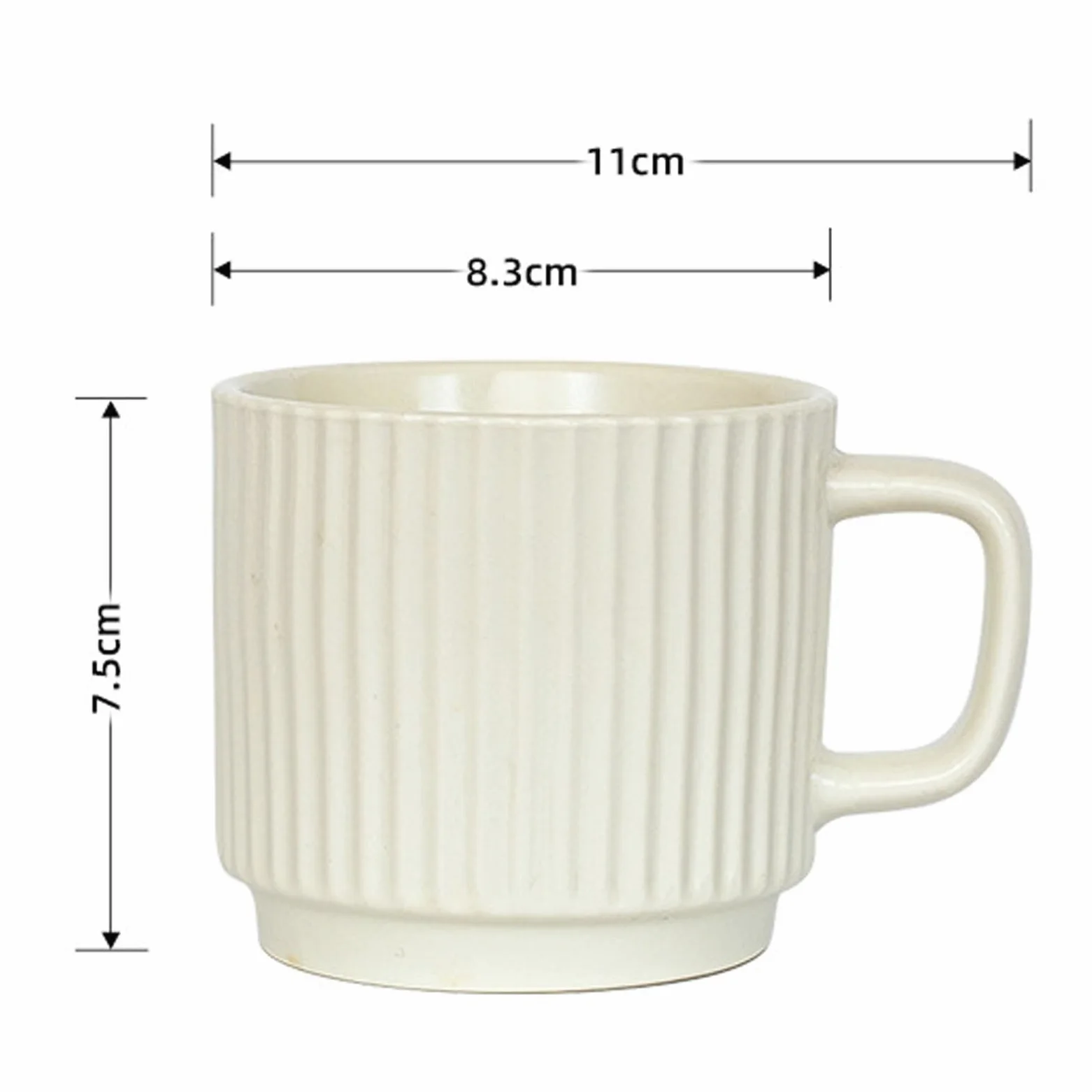 Juego de 6 Tazas apilables de Porcelana de 260 ml para café expreso con asa, Ideales para té, café con Leche, Cacao y Capuchino. (White)