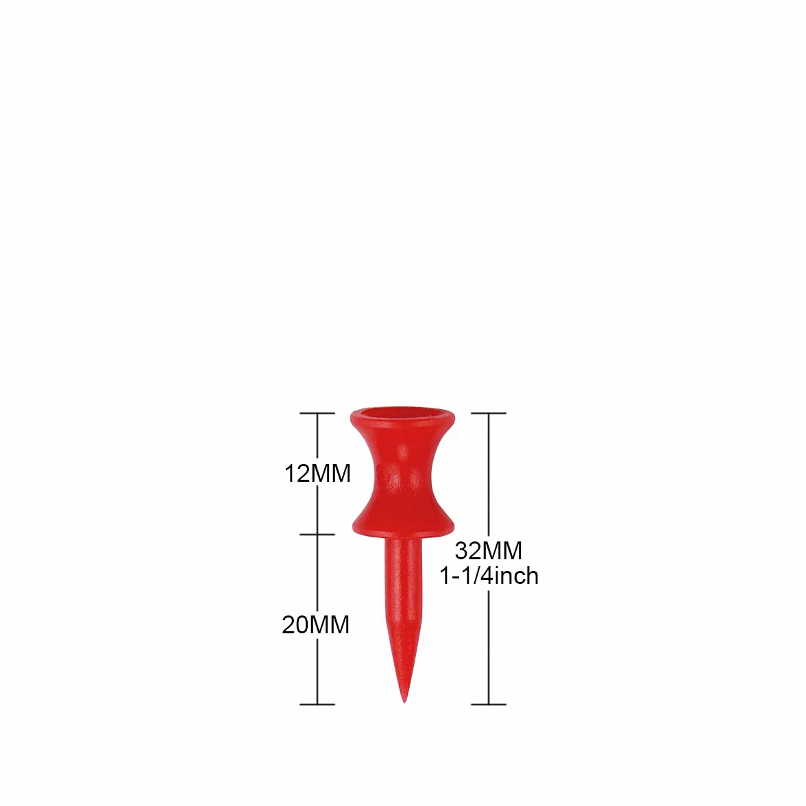 Tee de Golf Plástico 100 Piezas Rojo 32mm