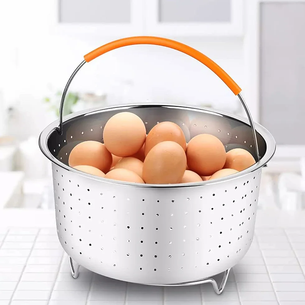 Cesta de Vapor Acero Inoxidable, Cesto Accesorio para Cocción, Cesta de Vapor de Vegetales, Multiusos Cesto de Limpieza de Frutas con Mango de Silicona para Cocinas, Restaurantes (8QT)