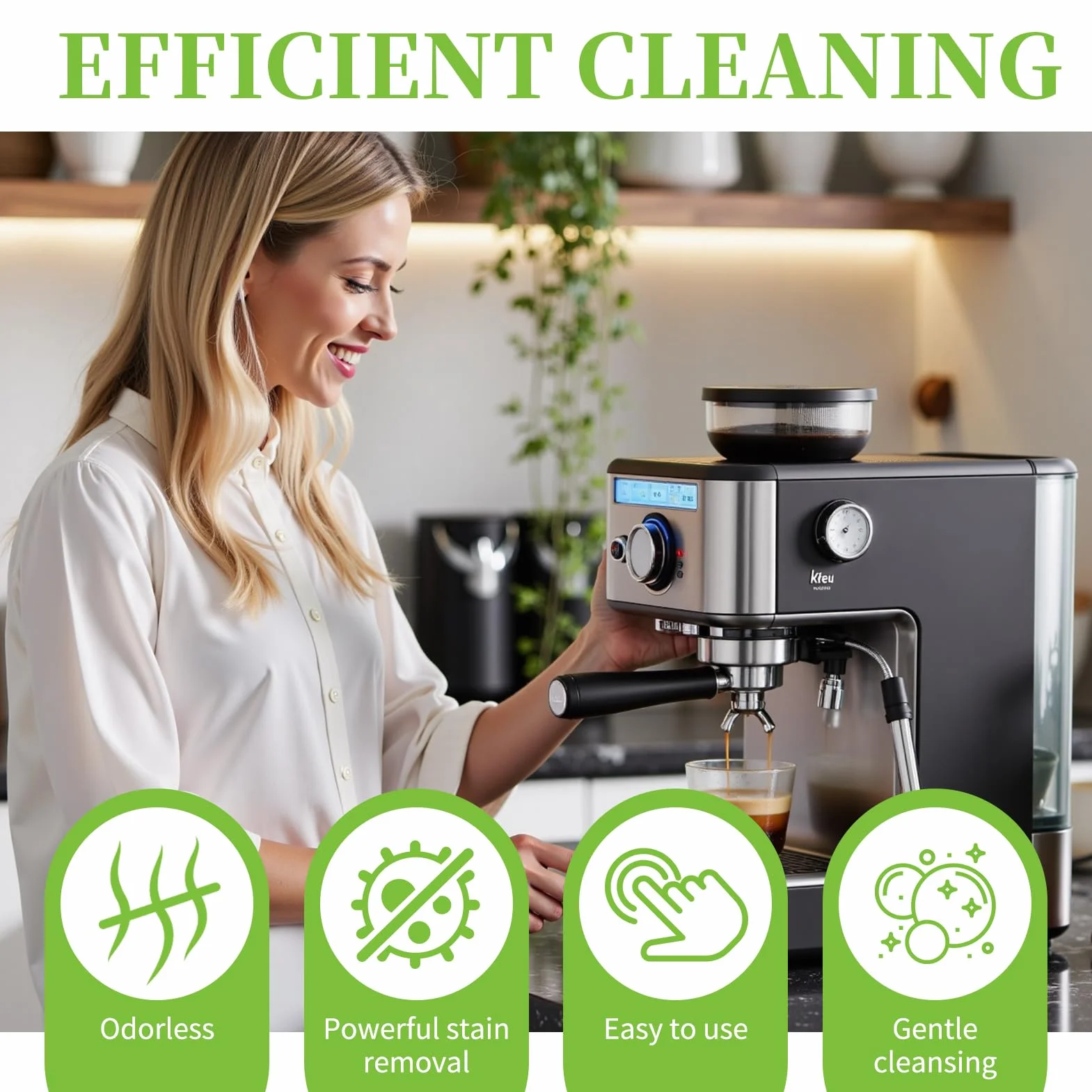 Pack de 16 Comprimidos de Limpieza de 1,5g para Máquinas de Café Sage y Breville, Eliminan Residuales Internos y Portafiltros, Compatibles con Descalcificador, Fáciles de Usar y Respetuosos con el Med