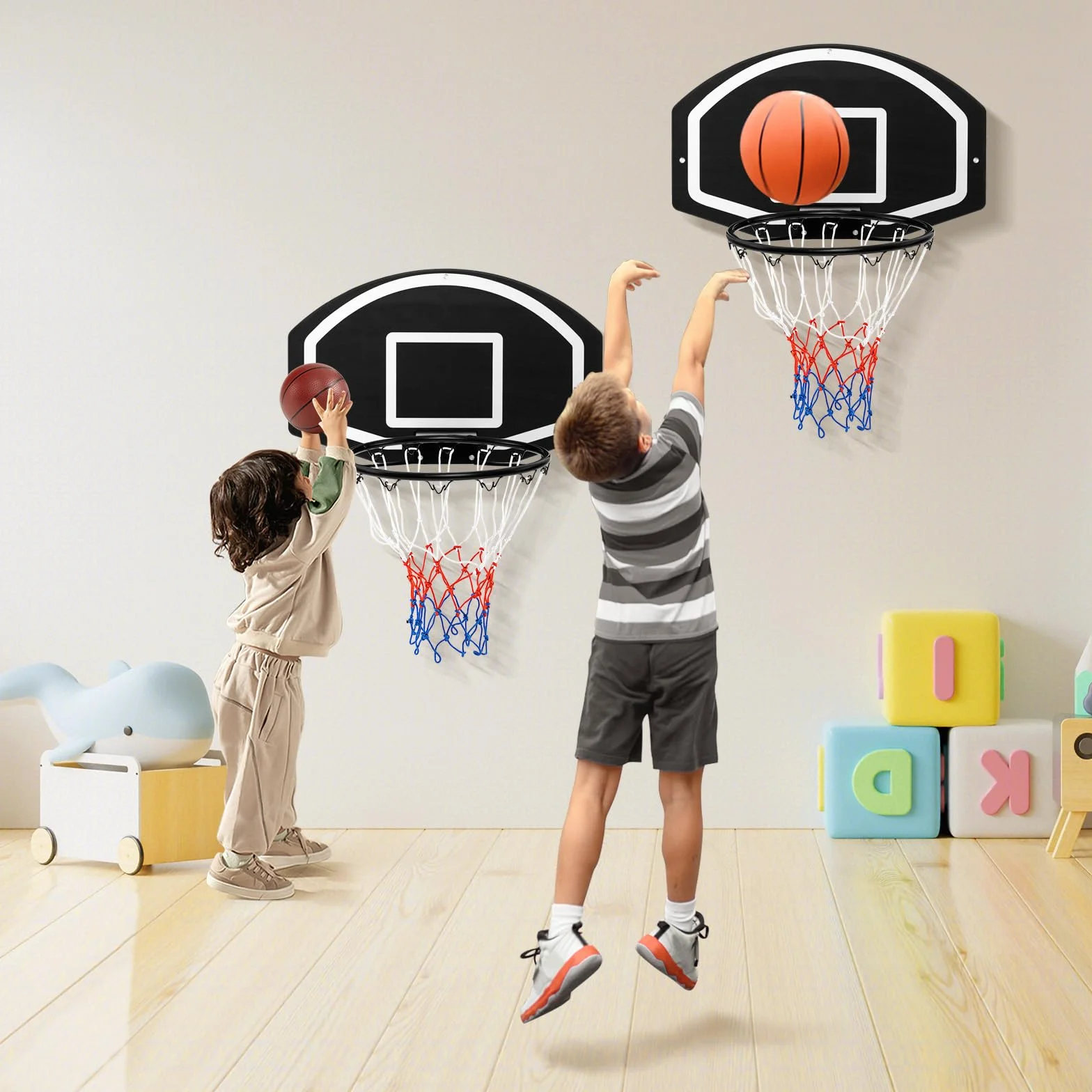 GOPLUS Canasta Baloncesto Montada en la Pared, Tablero 72x45,5cm Exterior e Interior