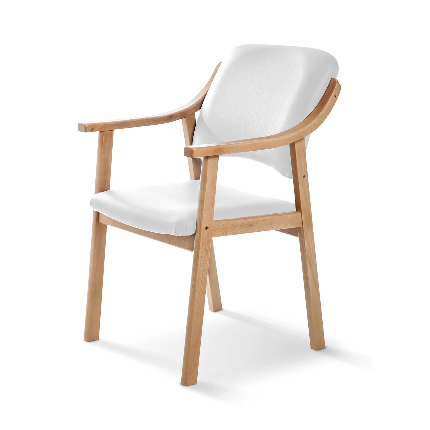 SUENOSZZZ - Silla Altea de Madera de Haya, tapizado Polipiel Blanco. Sillas para Comedor/Salón/Habitación/Oficina | Silla Geriátrica o de Espera