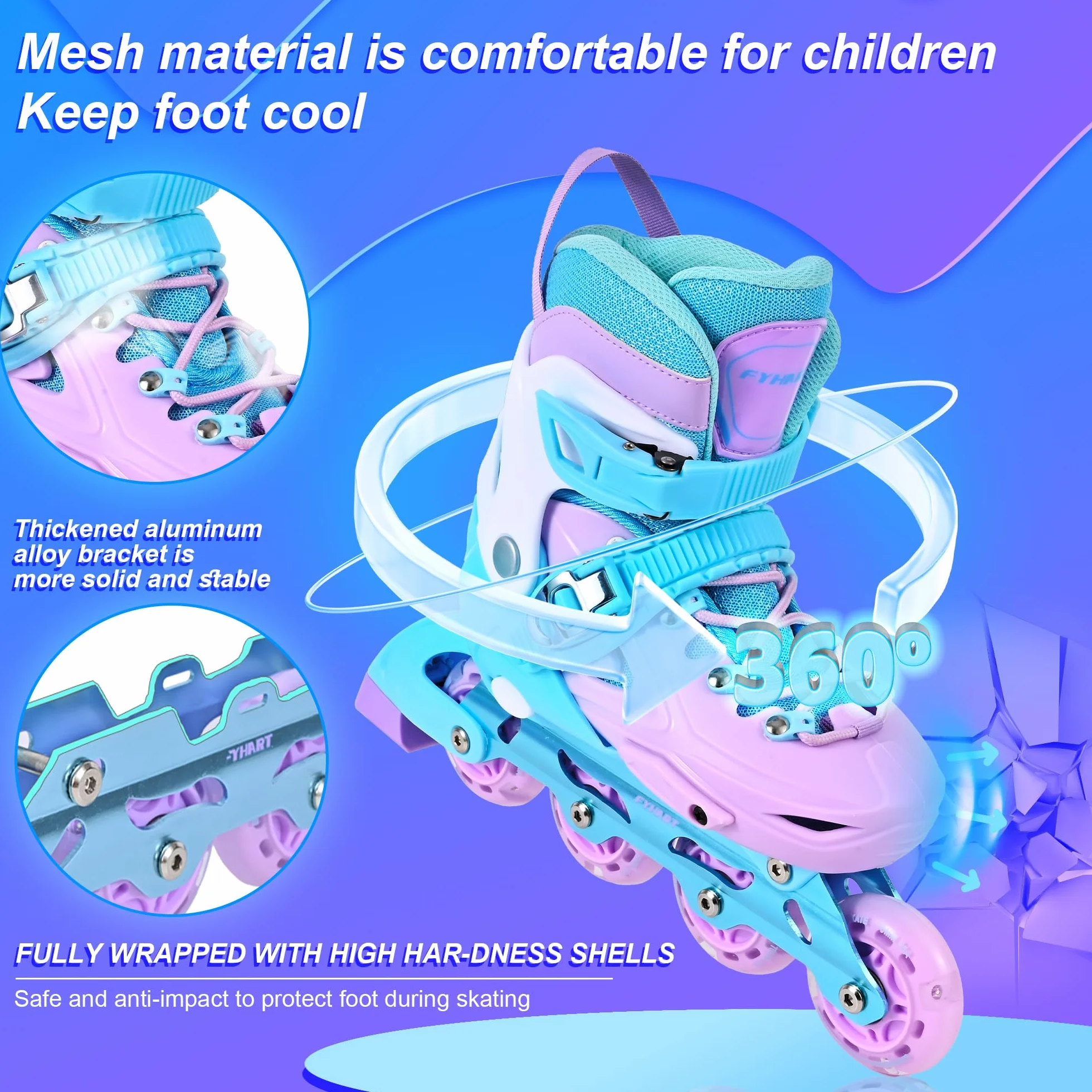 Patines en línea Ajustables para Niñas con Ruedas Luminosas, Principiantes Interiores y Exteriores