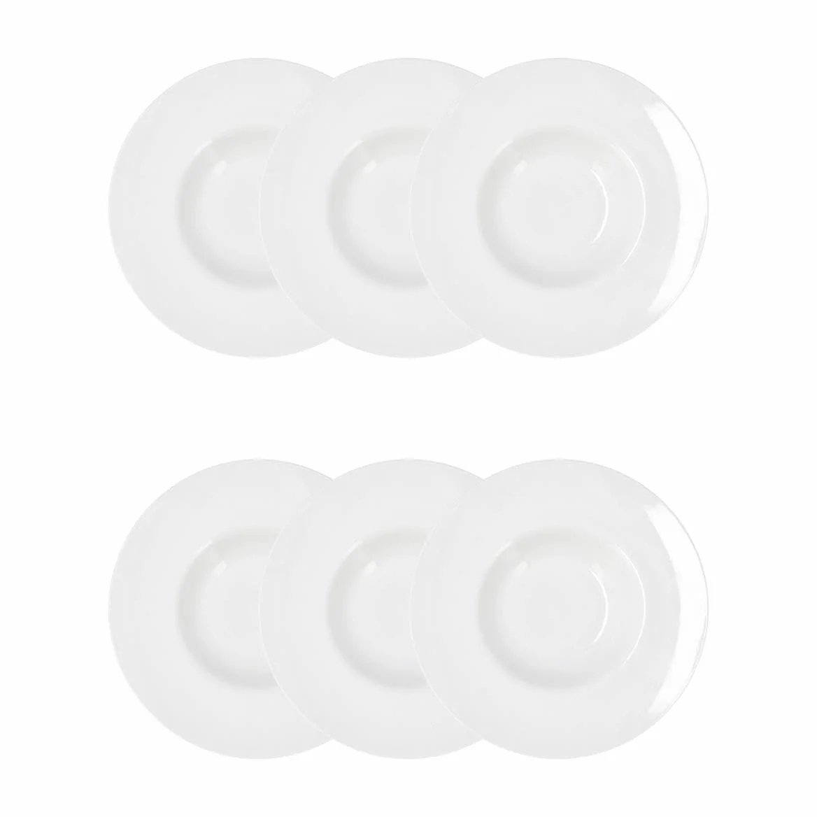 Quid Set de 6 platos risotto Select de porcelana 26,5 cm | Blanco, Porcelana, formato redondo, acabado brillo, 26,5 cm, 6 piezas, apilable, apto para microondas, apto para frigorífico