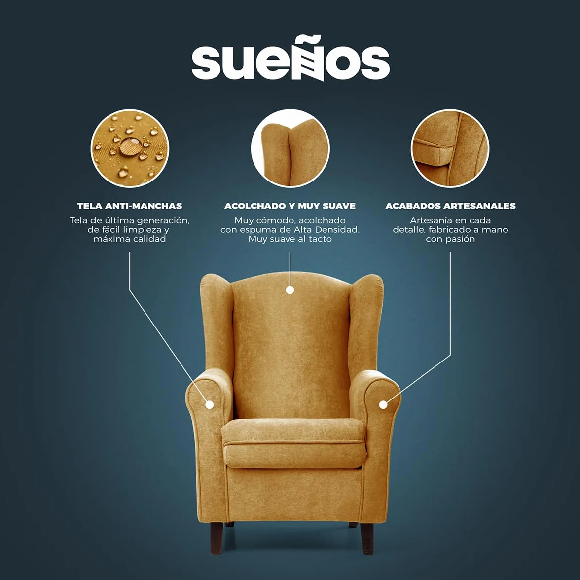 Sueños ZZZ Irene - Silla de lactancia acolchada (tejido antimanchas, color salmón, sillón para dormitorio, salón o habitación de bebé