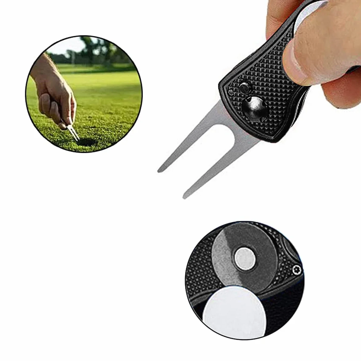 Kiuiom Herramientas de Restauración de Golf,Tenedor de Campo de Golf,Pitch Fork Golf,Arreglapiques Golf,Multi-Funcional Golf para Golfistas Amantes del Golf
