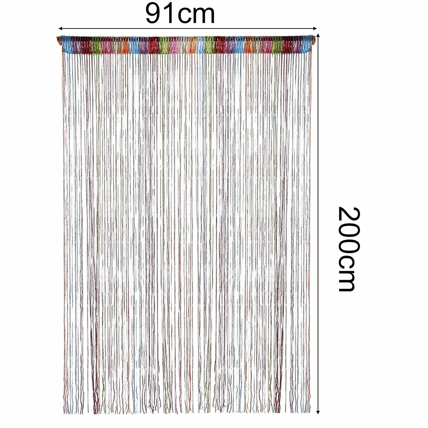 Cortina de hilos brillantes arcoíris para decoración de puerta y fondo, mosquitera con cuentas brillantes para patio, fiestas y fondos de fotos, 91 cm x 200 cm