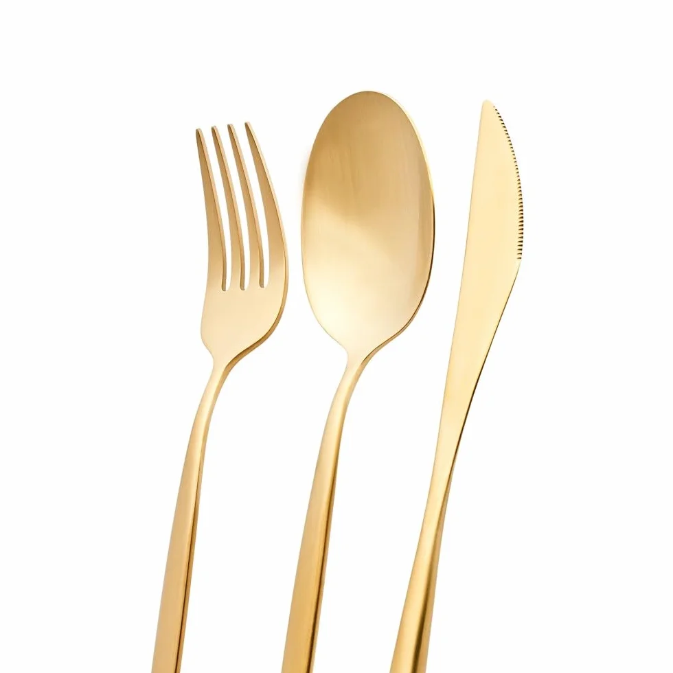 Karaca Lızbon Matte Gold - Cubertería para 6 personas, 30 piezas